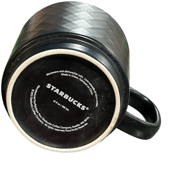 Starbucks Textured Black Matte Diamond Pattern Coffee Cup Mug 12 Oz - Picture 4 of 4